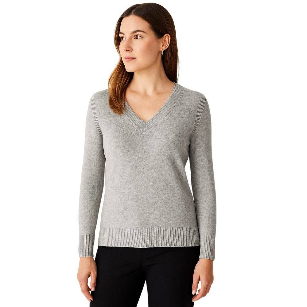 Banana Republic Filpucci Italian Yarn Gray V-Neck Sweater Sz M Wool Cashmere